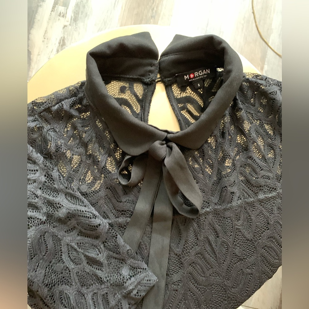 Morgan de toi Paris-stretch lace top with bow -S - Picture 8 of 10